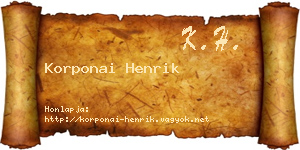 Korponai Henrik névjegykártya